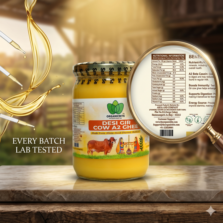 A2 Vedic Gir Cow Ghee 500ml | Made by A2 Milk | Organicbite